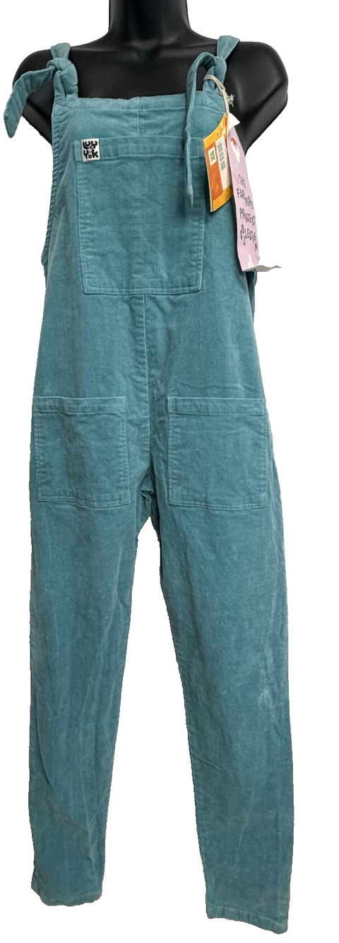 Lucy & Yak Organic Corduroy Original Dungarees Women's 4L Blue Tie Shoulder NEW